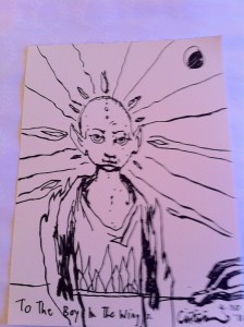 Not a great photo of it, but this is a drawing Clive Barker did of baby Joey (name was undecided at the time, so he was "The Boy In The Wings". It's a striking resemblance. :)